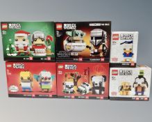 Lego : Six Lego Brick Headz 41632 The Simpsons, 40466 Panda family, 40274 Mr & Mrs Claus,