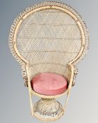 A wicker peacock chair,