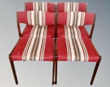 A set of four Continental dining chairs in striped fabric