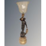 A spelter figural lamp 'Farmer'