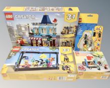 Lego : Three Lego Creator sets, 31005 3 in 1 Shop, 31122 Fish Tank and 40488 Coffee Vendor,