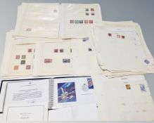 A quantity of antique and later French and German stamps on paper together with Franklin Philatelic