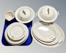 A collection of 21 pieces of Royal Doulton Art Deco dinnerware.