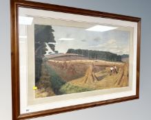 After John Nash : Gathering Wheat, colour print, signed in pencil, 84cm by 54cm.