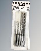 Four packs of five piece drill bits.