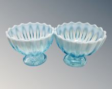 A pair of Victorian Davidson's pearline glass comport dishes.