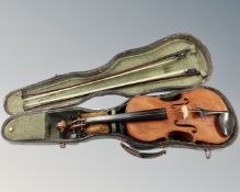A late 19th century violin, two piece 14" back,