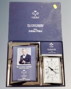 An Arthur Price The Lichfield Collection frame and clock set, boxed.