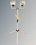 A Briticent Sight electricals twin 500w floodlight with 3 meter cable, on tripod, boxed.