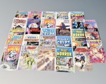 A tray containing 49 assorted 20th and 21st century comics including Tales from the Crypt, Team 7,