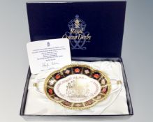 A Royal Crown Derby Golden Jubilee Old Imari Melbourne tray, issue number 424 of 500,