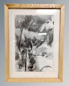 Decia Morris : Garden, charcoal drawing, 35cm by 52cm.