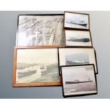 A box containing six vintage monochrome photographs depicting ships.