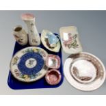 A tray containing nine pieces of Maling ceramics including Springtime ashtray,