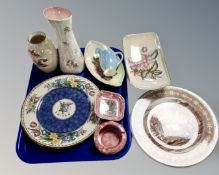 A tray containing nine pieces of Maling ceramics including Springtime ashtray,