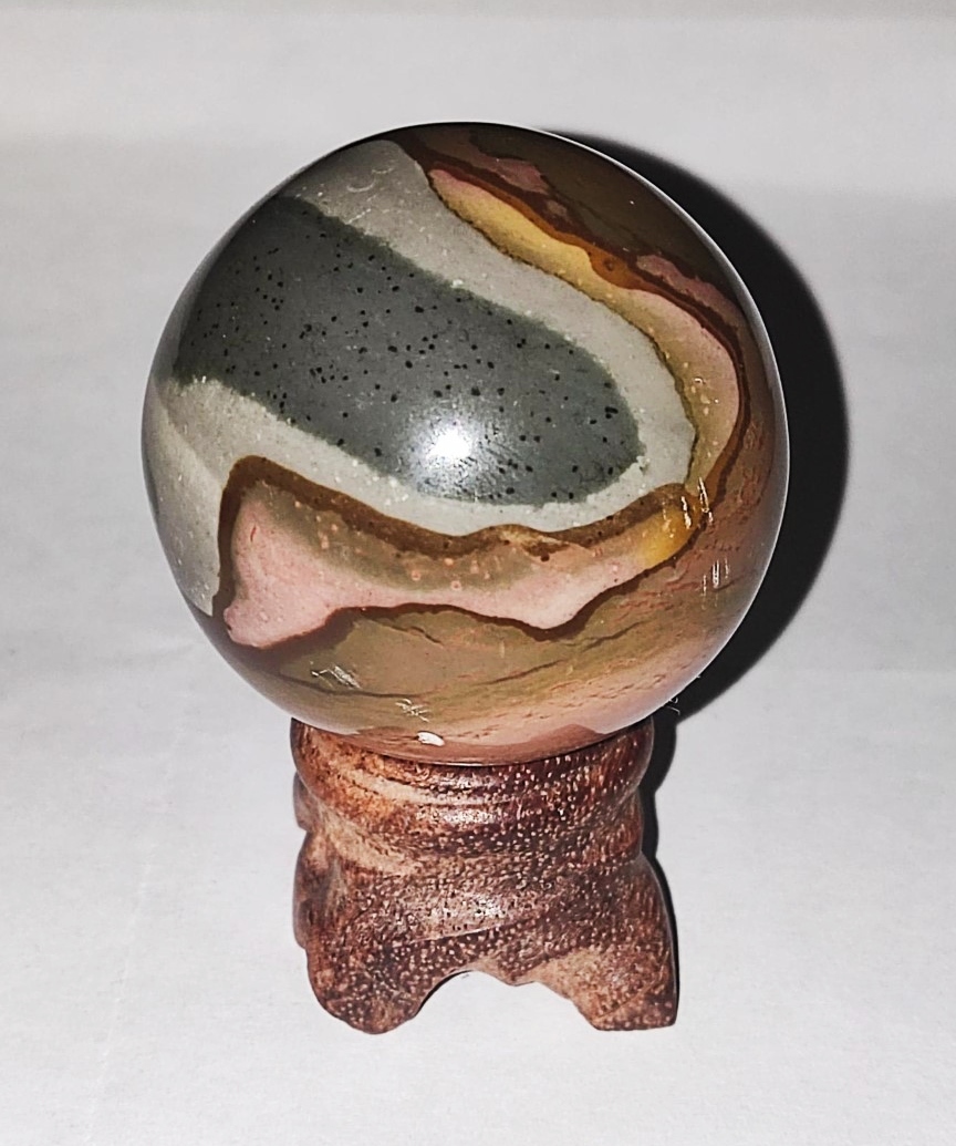 Natural ocean Jasper Agate crystal sphere ball - Weight 159g, Length 49mm, Width 48mm, - Image 2 of 3