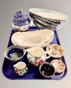 A tray containing 10 pieces of Maling lustre ceramics including brocade jug,