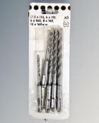 Four packs of five piece drill bits.