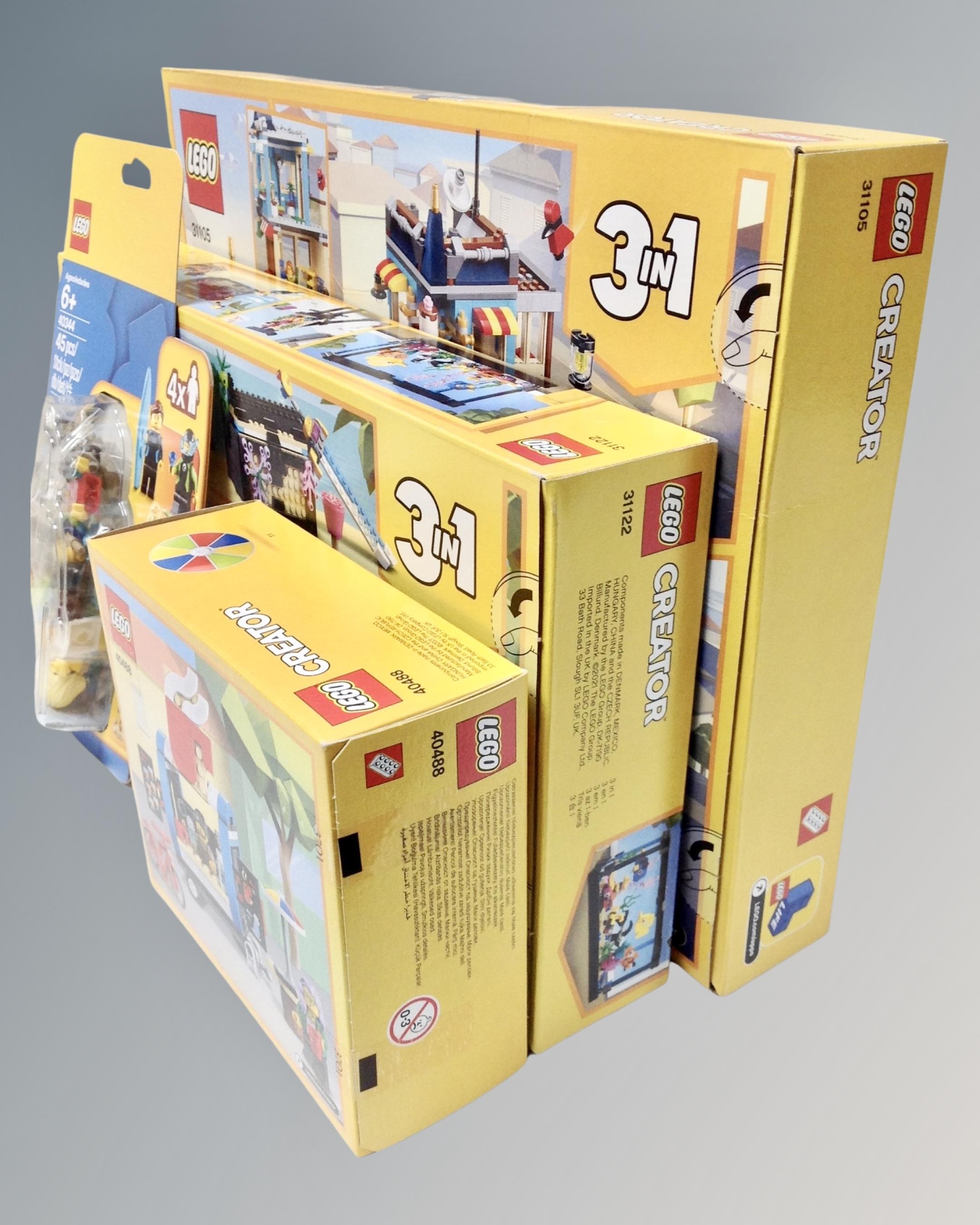 Lego : Three Lego Creator sets, 31005 3 in 1 Shop, 31122 Fish Tank and 40488 Coffee Vendor, - Image 3 of 4