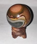 Natural ocean Jasper Agate crystal sphere ball - Weight 159g, Length 49mm, Width 48mm,