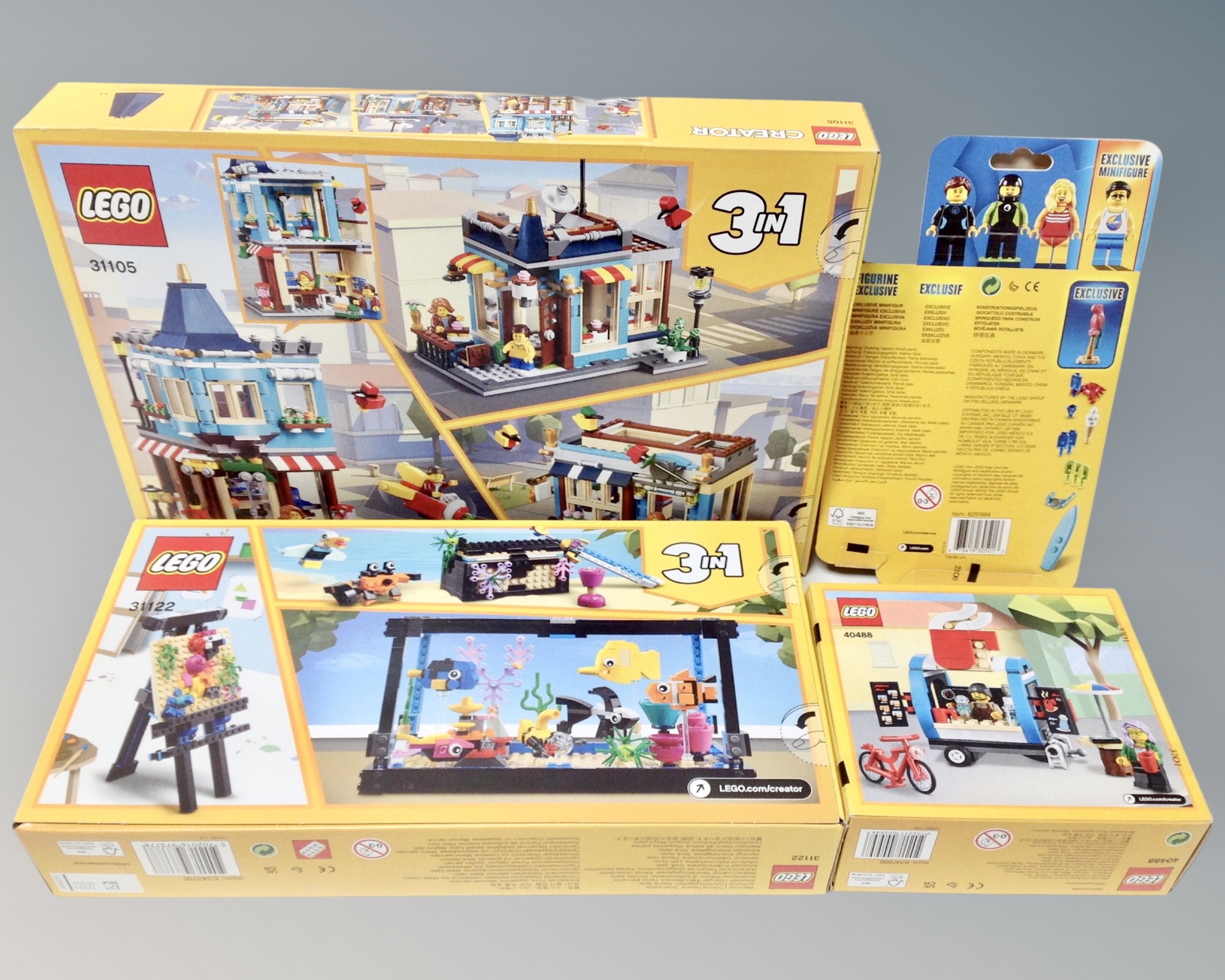 Lego : Three Lego Creator sets, 31005 3 in 1 Shop, 31122 Fish Tank and 40488 Coffee Vendor, - Image 2 of 4