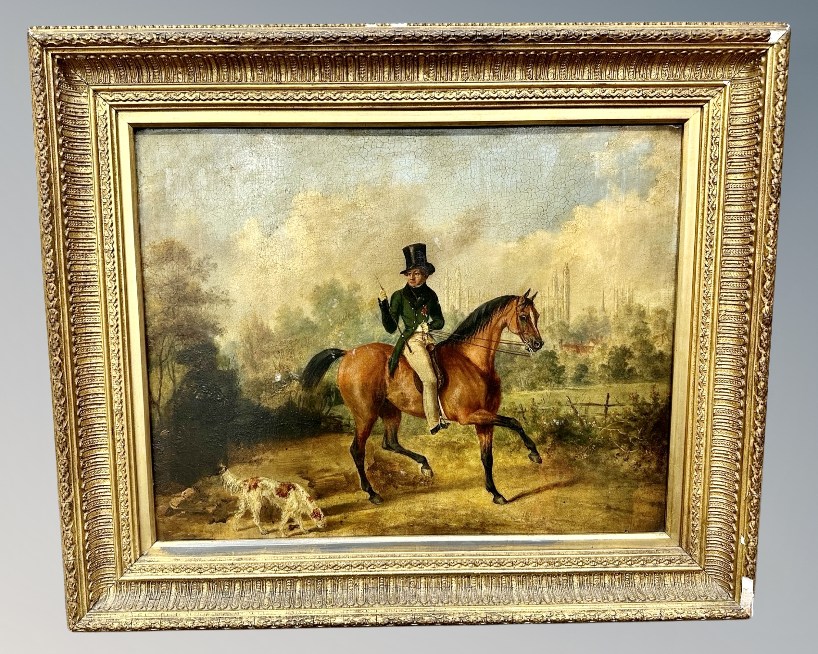 Attributed to William Collins RA (1788-1847) A gentleman on horseback, his dog following,