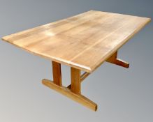 An oak refectory dining table.