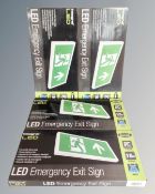 Four Slimline integral LED emergency exit signs, boxed.