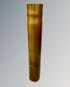 A brass trench art shell stick stand, height 57cm.