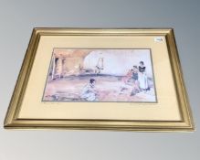 After Sir William Russell Flint : Gossip in a Provencal Wood Vault, reproduction in colours,