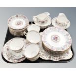 A tray containing Tuscan Orleans bone china tea service.