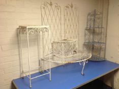 Two wrought metal garden plant stands,