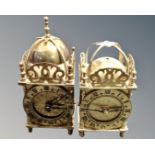 Two brass lantern clocks.