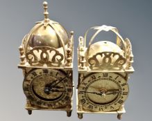 Two brass lantern clocks.