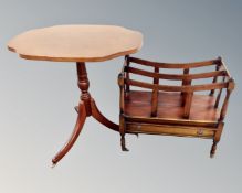 A reproduction Canterbury together with an occasional table.