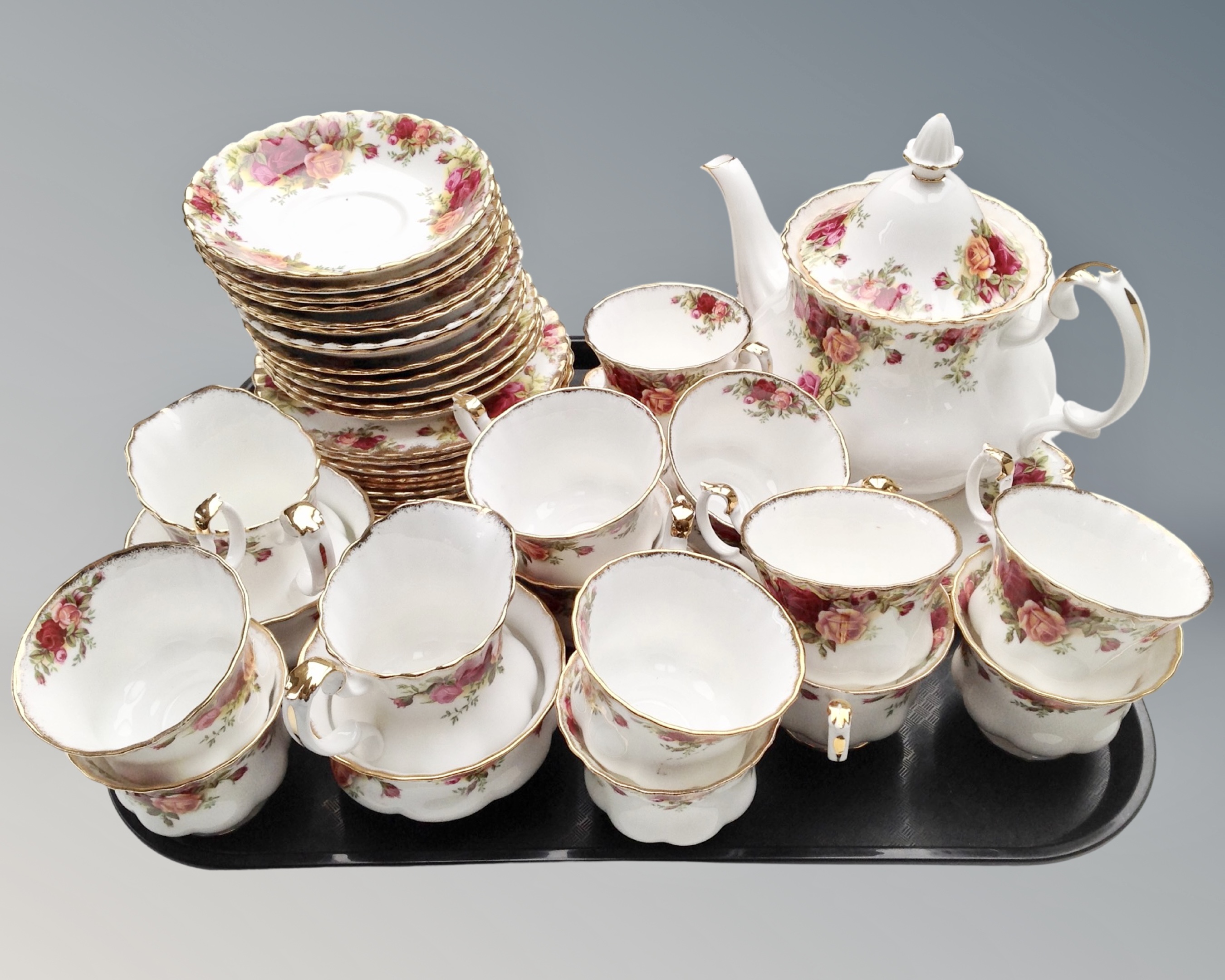 A Royal Albert Old Country Roses bone china tea service.