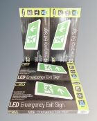 Four Slimline integral LED emergency exit signs, boxed.
