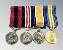 A WWI miniature medal group comprising Distinguished Conduct Medal, Military Medal,