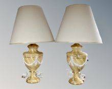 A pair of contemporary pottery table lamps in the form of urns.