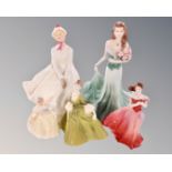 A Royal Doulton figure, Mary HN2374, together with a Coalport Ladies of Fashion Margaret figure,
