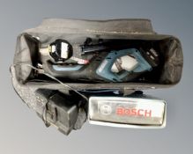 An Erbauer bag containing 18v reciprocating saw with blades, two batteries and charger,