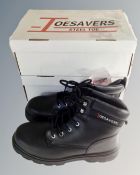 Two pairs of Toesavers steel toe capped work boots, size 8, boxed.