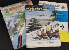 Vintage 1950s and 1960s aviation magazine and fighter jet photos.