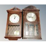 A 20th century eight day wall clock with silvered dial and a further Stagen Westminster chime wall