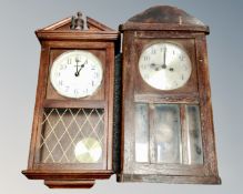 A 20th century eight day wall clock with silvered dial and a further Stagen Westminster chime wall