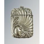 A silver plated Art Nouveau vesta case