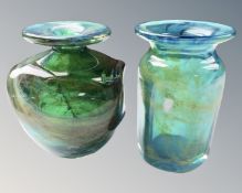 Two Mdina glass vases.