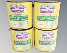 Four tubs of Sandtex exterior masonry paint, Cornish cream, 2.5 liters.