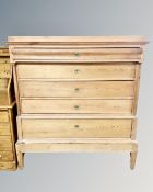 A 19th century Scandinavian pine chest on stand of eight drawers.