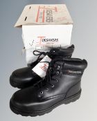 Two pairs of Toesavers steel toe capped work boots, size 8, boxed.